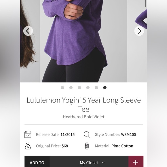 Lululemon Yogini 5 Year Long Sleeve Tee - Picture 5 of 8